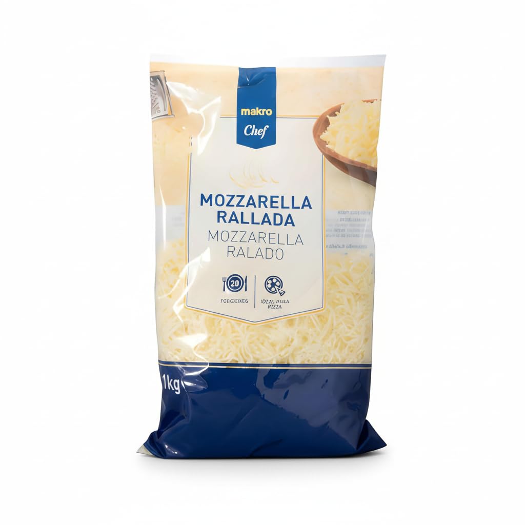 Mozzarella Rallada 1kg - Queso para Fundir y Gratinar para Pizzas, Pastas y Lasañas - Formato Profesional - METRO - Ideal para Hostelería y Cocina en Casa - NEXU