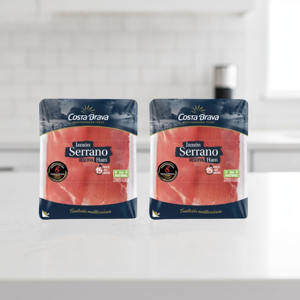 Jamón Serrano Reserva - Pack de 2 x 300g (600g Total) - Curado Mínimo 15 Meses - Selección a Mano ConsorcioSerrano - 100% Natural - Costa -Lonchas Finas para Degustación Gourmet - NEXU