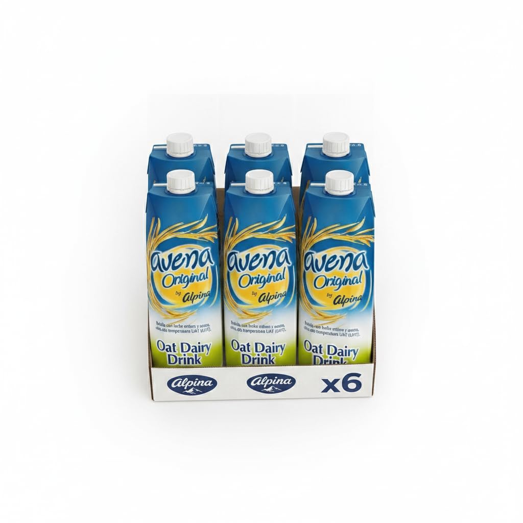 Avena Original - Bebida de Leche y Avena - Pack Ahorro 6 x 1 Litro - Rica en Calcio y Proteínas - Formato Familiar Brik con Tapón de Rosca - Alpina - NEXU