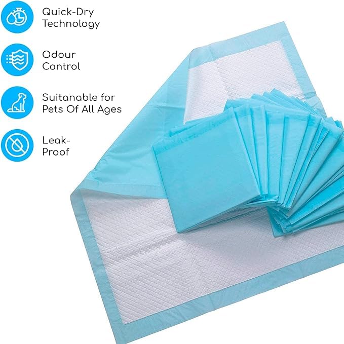 Empapadores para Perros 60x90 cm - 100 Unidades | Almohadillas de Adiestramiento Ultraabsorbentes | 5 Capas Antifugas, Secado Rápido | Ideal para Cachorros y Perros Mayores (L)