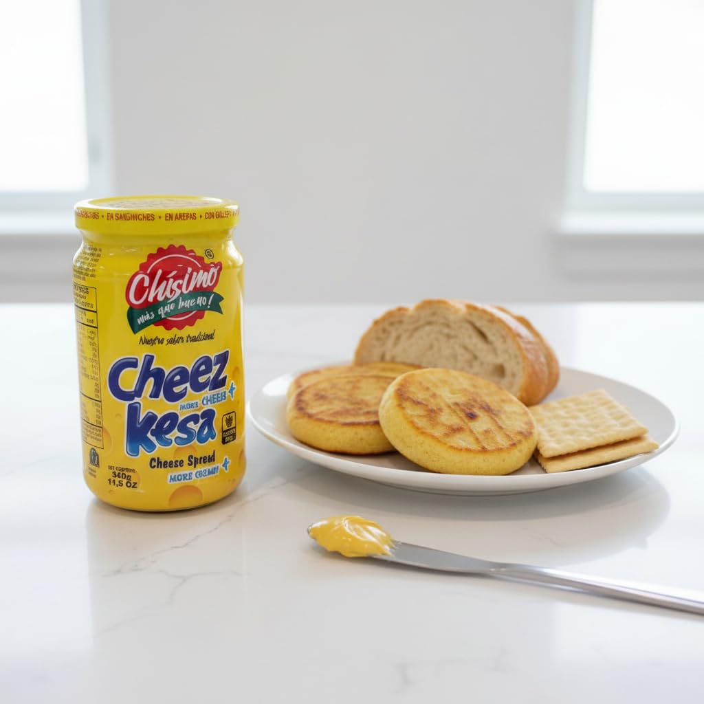Crema de Queso Untable 340g (11,5 oz) - Sabor Tradicional con Queso Cheddar Real - Chísimo Cheez Kesa - Sin Gluten y Textura Cremosa para Arepas y Aperitivos - NEXU