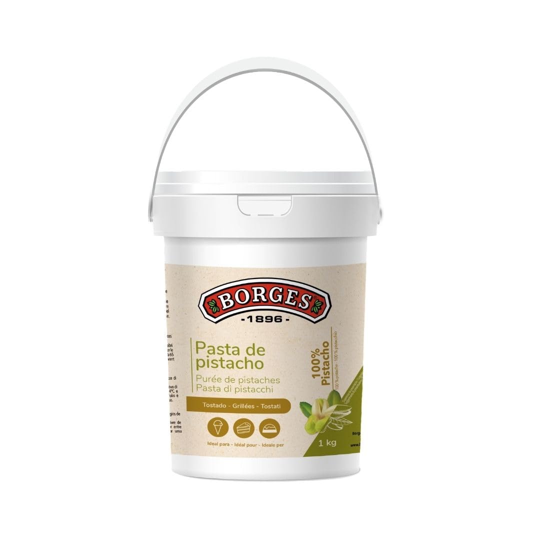 Borges Professional - Pasta de Pistacho 100% 1kg - Pistacho Tostado Puro, Sin Azúcares Añadidos, Ideal para Repostería, Heladería y Uso Cotidiano en Casa