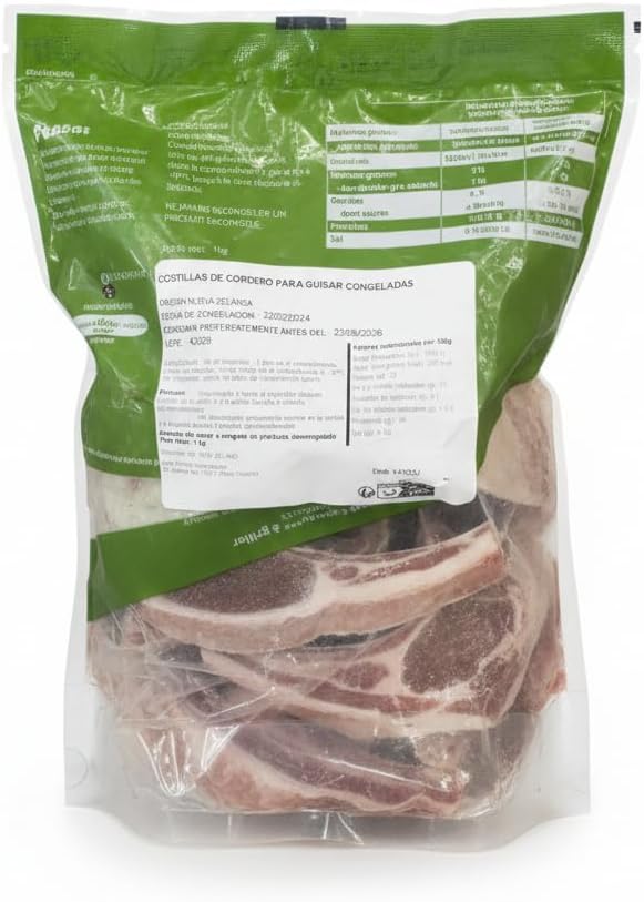 Costillas de Cordero de Nueva Zelanda Halal (1kg) - Chuletillas de Cordero Joven para Parrilla o Guisos - Envío Refrigerado y Cadena de Frío Garantizada