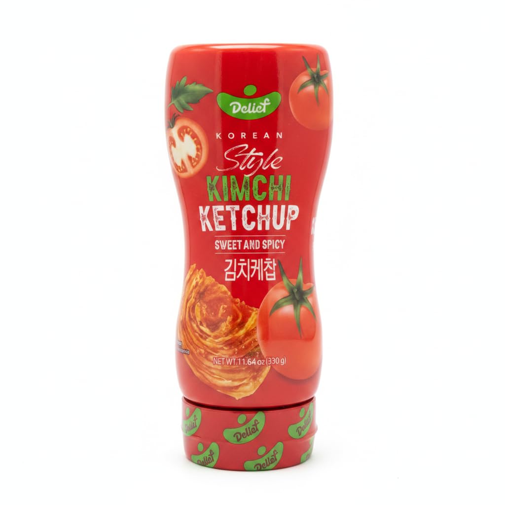 Kimchi Ketchup Coreano 330g - Salsa de Tomate Picante y Dulce con Kimchi Tradicional - Condimento Gourmet para Hamburguesas, Patatas y Cocina Fusión - NEXU