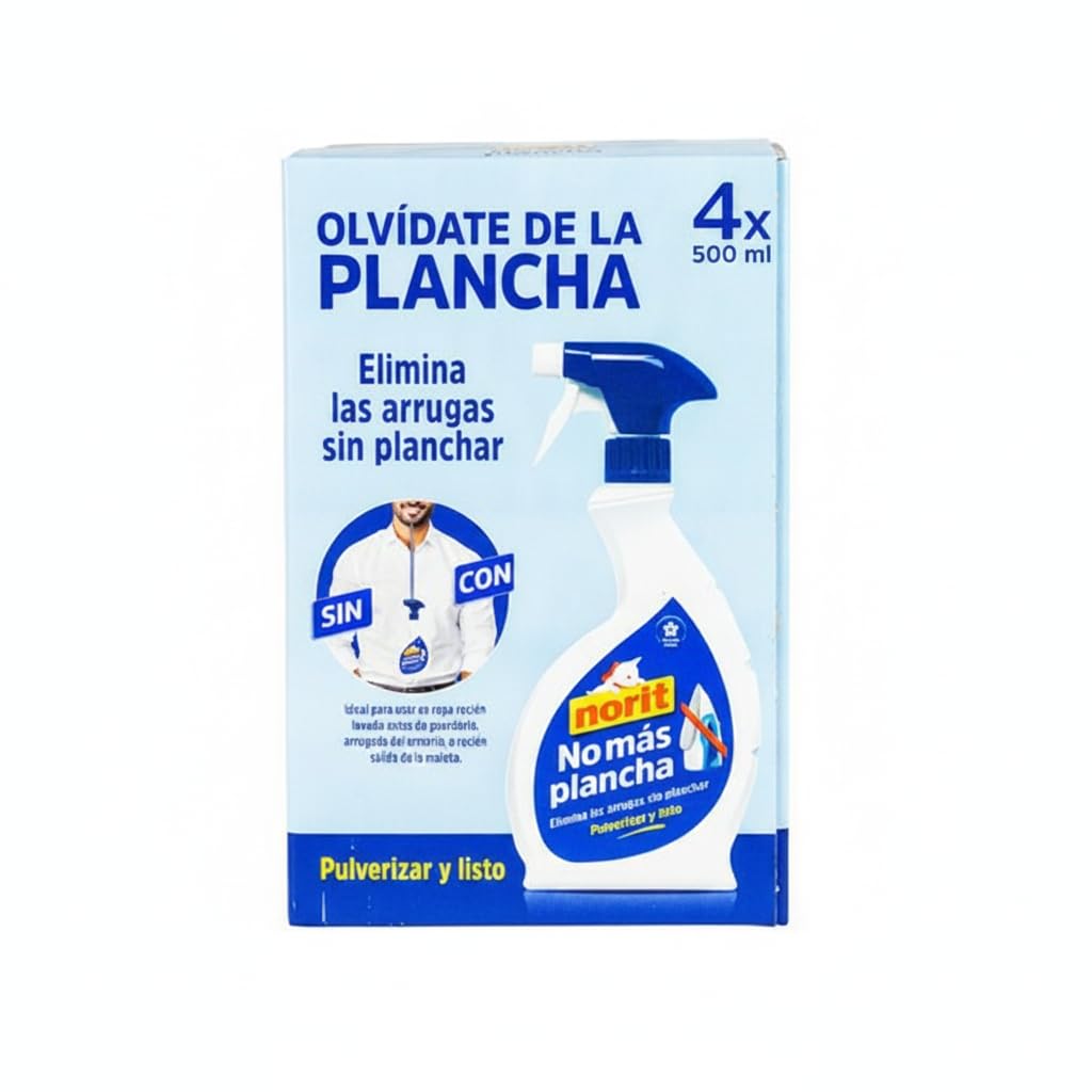 No Más Plancha - Pack de 4 Spray Alisador de Arrugas sin Plancha (4 x 500 ml) - Quita Arrugas Rápido para Ropa y Viajes - Norit - Acabado Perfecto y Ahorro de Tiempo - NEXU