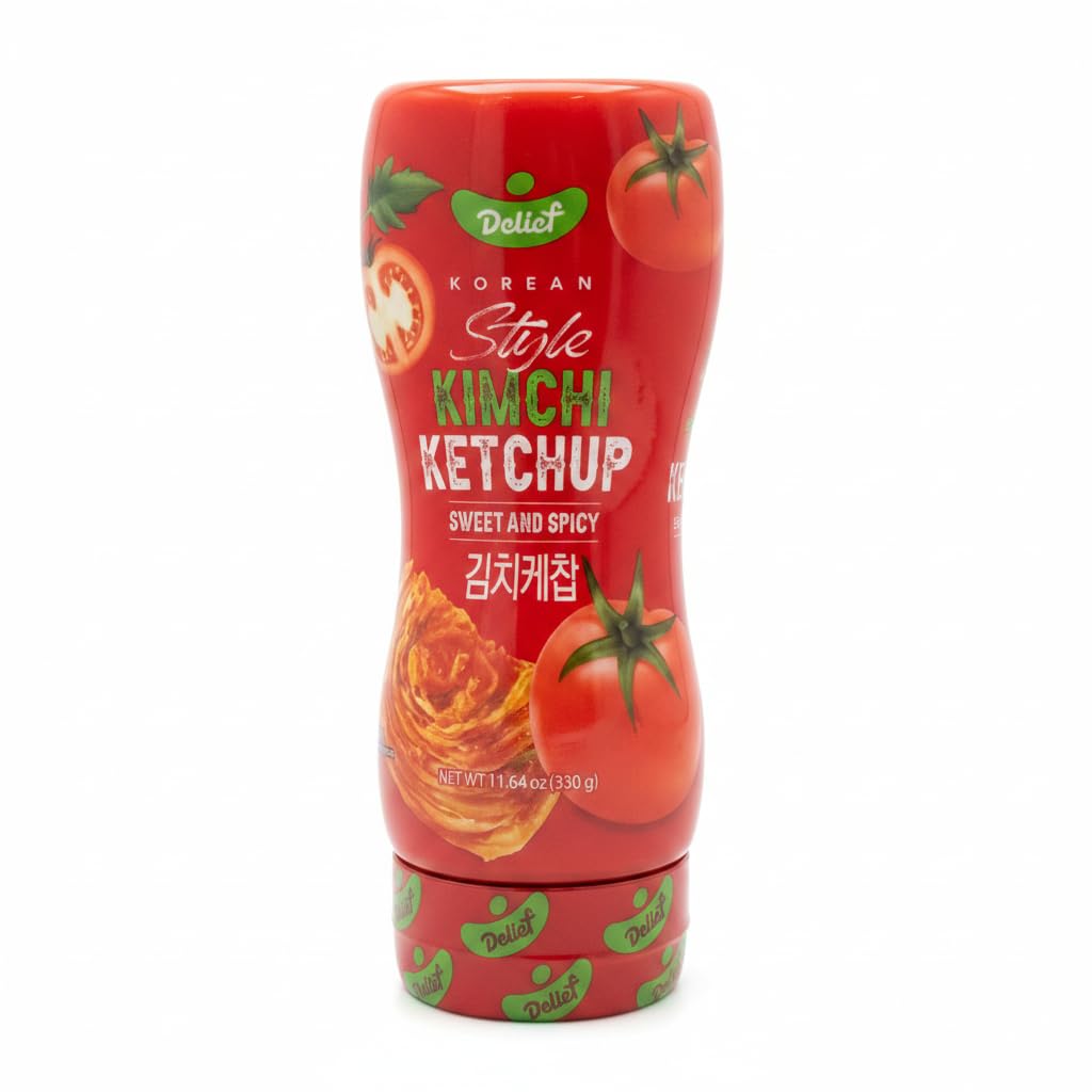 Kimchi Ketchup Coreano 330g - Salsa de Tomate Picante y Dulce con Kimchi Tradicional - Condimento Gourmet para Hamburguesas, Patatas y Cocina Fusión - NEXU
