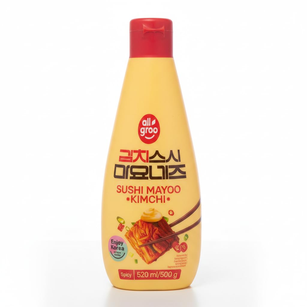 Sushi Mayoo Kimchi - Mayonesa Picante Coreana para Sushi y Kimbap, 520ml - Salsa Cremosa de Kimchi para Poke Bowls, Hamburguesas y Aperitivos - All Groo - Auténtico Sabor de Corea - NEXU