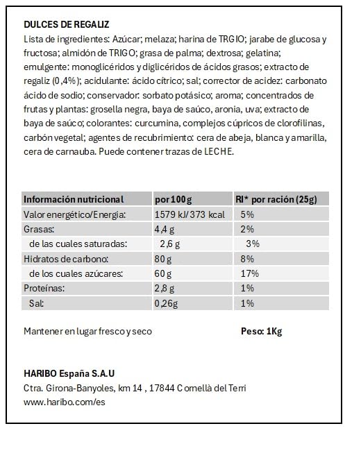 HARIBO Balla-Balla Negros, 1000 Gramos