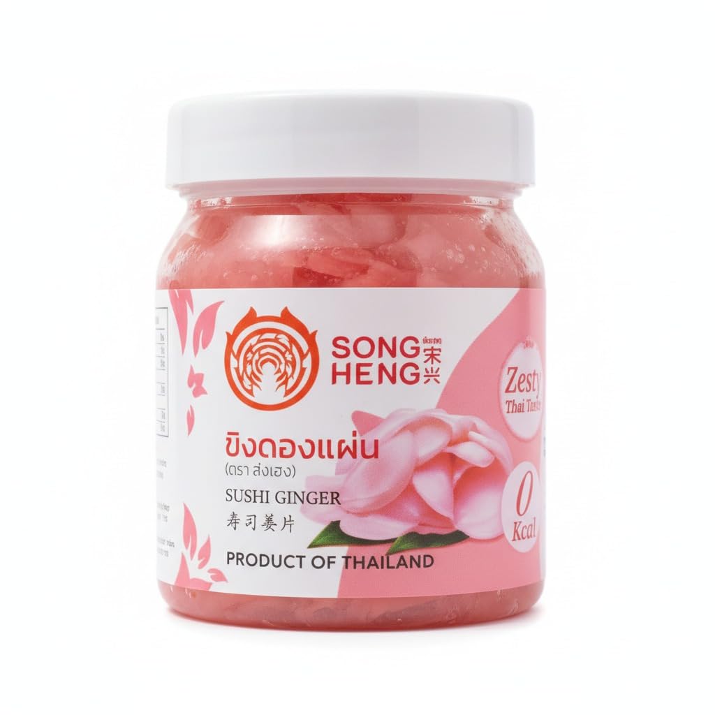 Jengibre Rosa para Sushi 200g - Jengibre Encurtido en Rodajas Gari Pink Ginger - Ideal para Comida Asiática y Sashimi - Sin Azúcar y Bajo en Calorías - Origen Tailandia - NEXU