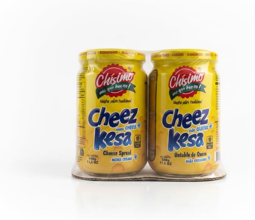 Pack de 2 Quesos Untables Cremosos Sabor Cheddar (680g Total) - Sin Gluten, Ideal para Snacks, Sándwiches y Arepas - Chisimo Cheez Kesa - Envase Innovador con Medidor de Nivel - NEXU
