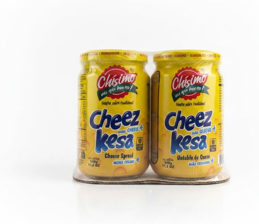 Pack de 2 Quesos Untables Cremosos Sabor Cheddar (680g Total) - Sin Gluten, Ideal para Snacks, Sándwiches y Arepas - Chisimo Cheez Kesa - Envase Innovador con Medidor de Nivel - NEXU