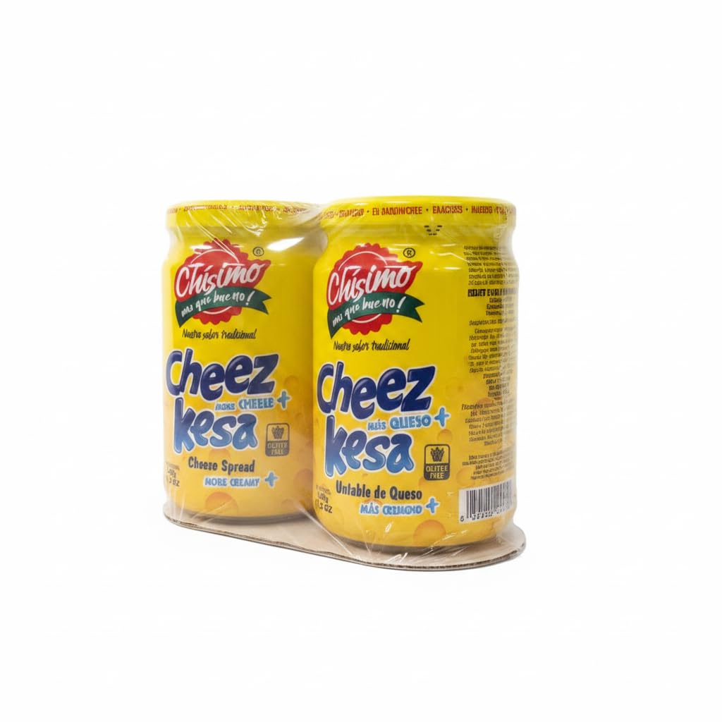 Pack de 2 Quesos Untables Cremosos Sabor Cheddar (680g Total) - Sin Gluten, Ideal para Snacks, Sándwiches y Arepas - Chisimo Cheez Kesa - Envase Innovador con Medidor de Nivel - NEXU