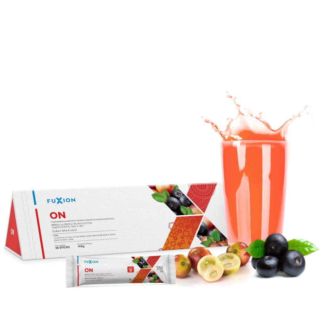 FUXION - ON Bebida Funcional con Taurina y Yerba Mate para Concentración y Energía Mental - Suplemento para Enfoque y Aprendizaje Activo - 28 Sticks