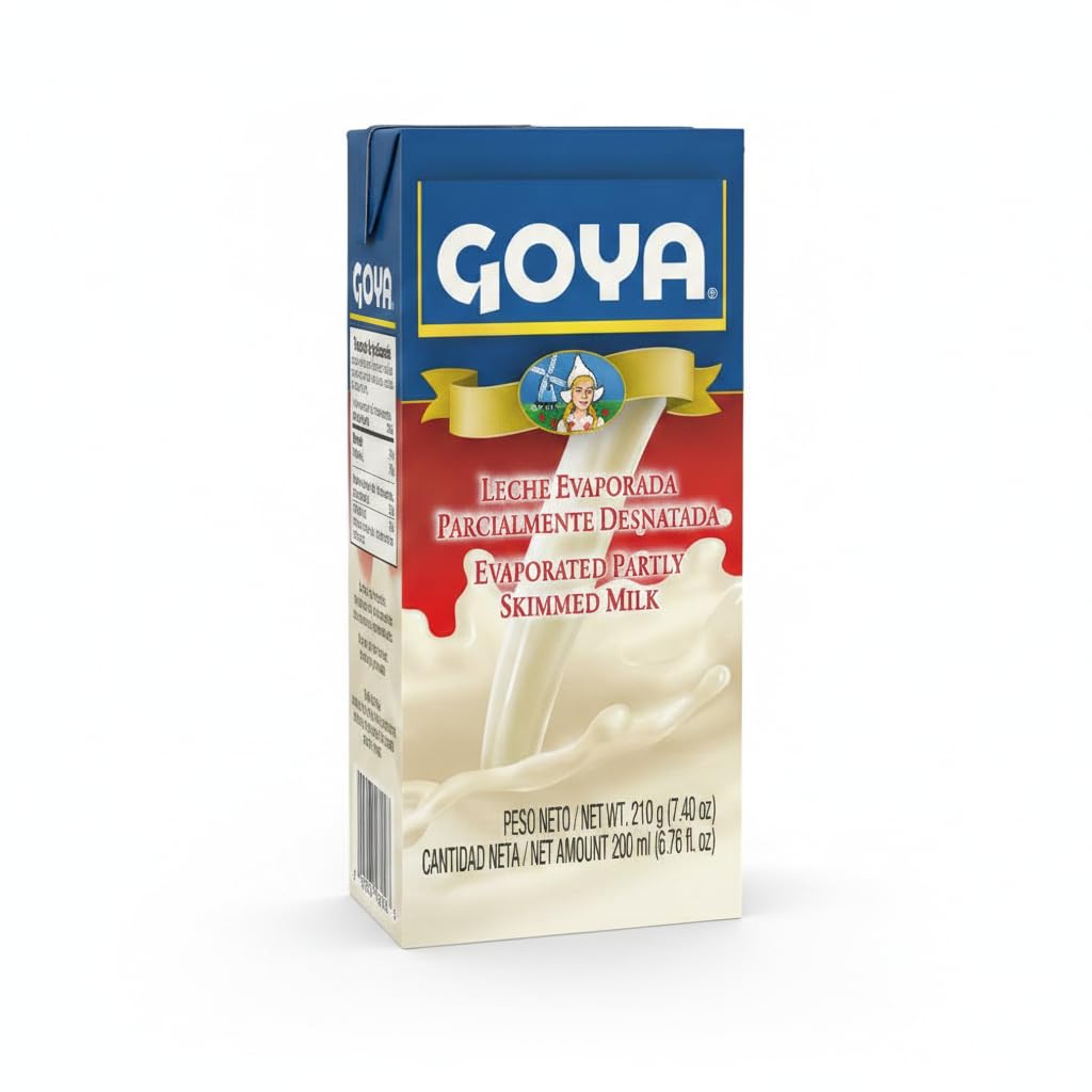 Leche Evaporada Parcialmente Desnatada - Pack de 3 Unidades (3 x 210g) - Ideal para Repostería, Salsas y Café - GOYA - Textura Cremosa y Versátil para Cocinar - NEXU