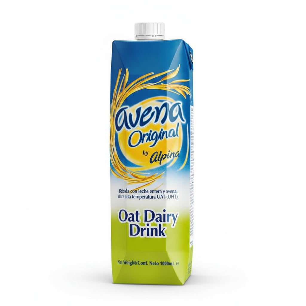 Avena Original - Bebida de Leche y Avena - Pack Ahorro 6 x 1 Litro - Rica en Calcio y Proteínas - Formato Familiar Brik con Tapón de Rosca - Alpina - NEXU