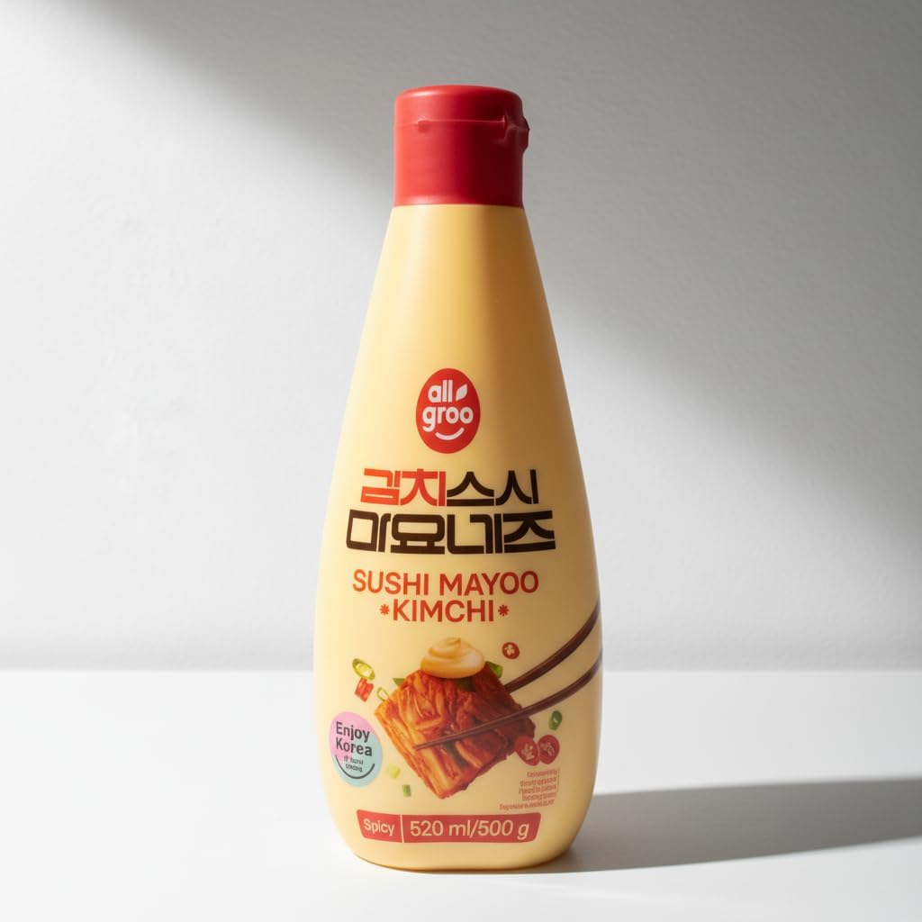 Sushi Mayoo Kimchi - Mayonesa Picante Coreana para Sushi y Kimbap, 520ml - Salsa Cremosa de Kimchi para Poke Bowls, Hamburguesas y Aperitivos - All Groo - Auténtico Sabor de Corea - NEXU