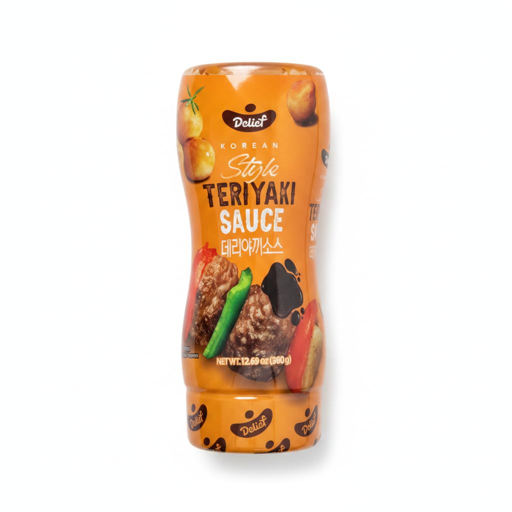 Salsa Teriyaki Estilo Coreano 360g - Salsa para Marinar, Cocinar y Glasear Carnes, Pescados y Verduras al Wok - Receta Coreana con Shiitake, Jengibre y Manzana - Botella Squeeze Ergonómica - NEXU