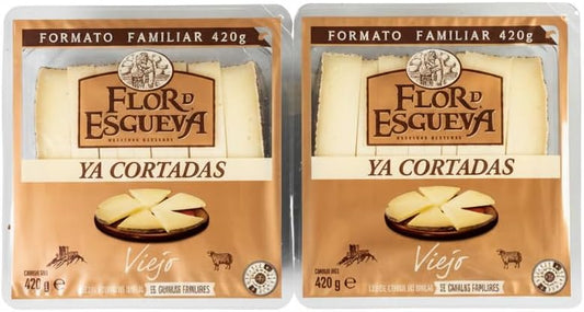 Queso de Oveja Viejo Ya Cortado - Pack 2 Unidades Formato Familiar 420g (Total 840g) - Sabor Intenso y Tradicional - Flor de Esgueva - Elaborado con Leche Cruda de Oveja - NEXU
