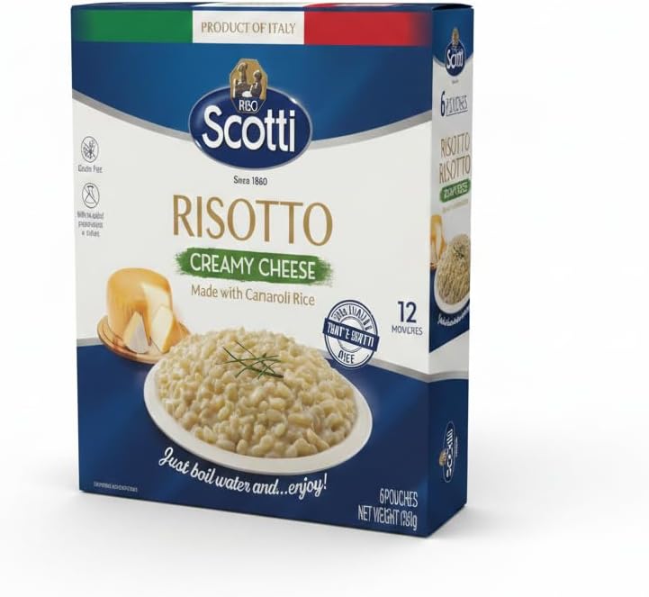 Risotto de Queso Cremoso con Arroz Carnaroli Italiano - Pack Ahorro de 6 Bolsas de 210g c/u total 1260 gr - Riso Scotti - Sin Gluten y Sin Conservantes - Listo en 12 Minutos - NEXU
