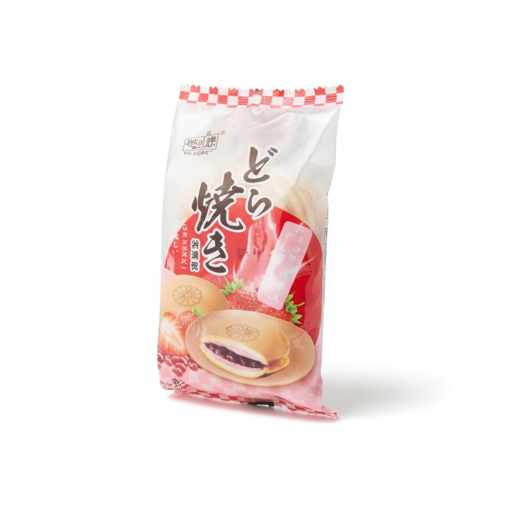 Dorayaki - Pastelitos Japoneses con Relleno de Fresa, Soja Roja y Leche - Dulce Tradicional Esponjoso - Snack de Repostería Asiática - Bolsa de 165g - NEXU