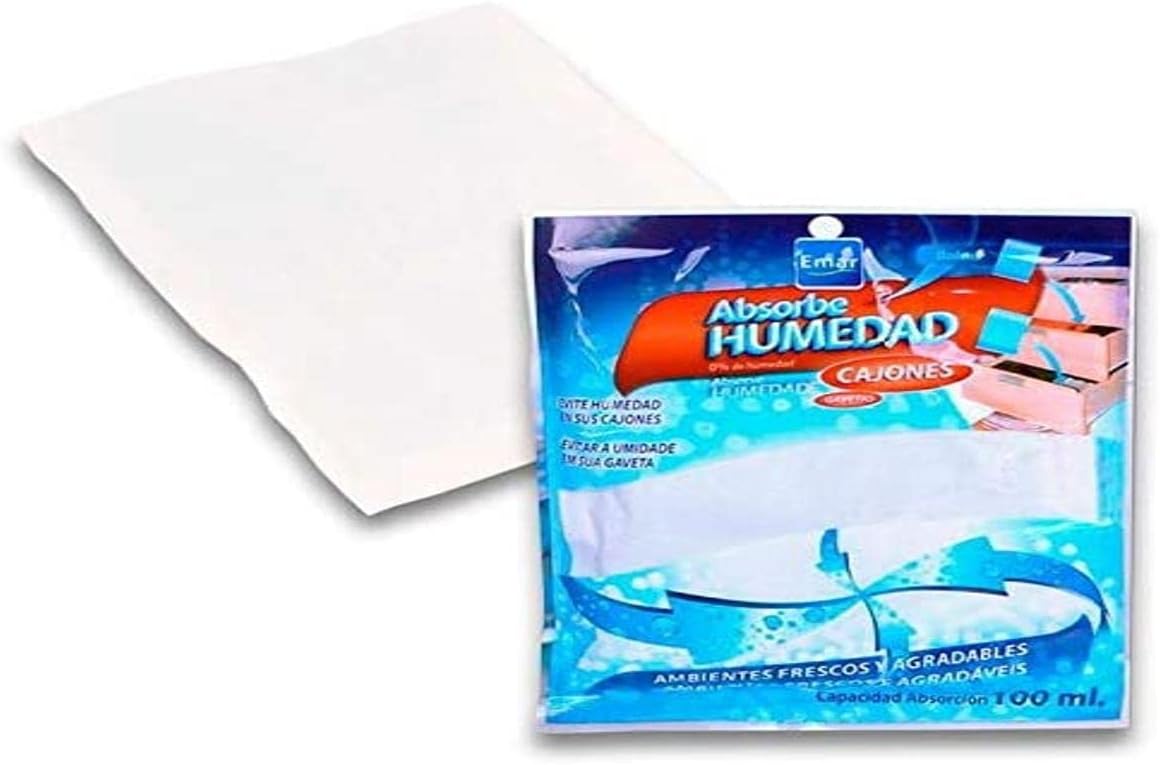 Emar Pack 12 Unidades  - Absorbe Humedad Cajones 100 Ml. Capacidad hermético Anti-vertidos