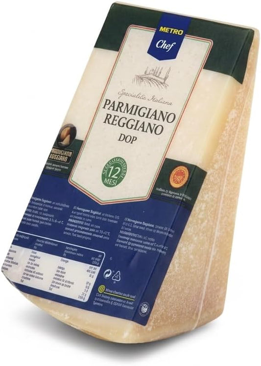 Parmigiano Reggiano DOP - Queso Italiano Curado 12 Meses - 1 KG - Auténtico de Parma y Reggio Emilia- METRO - 100% Natural - Alto en Proteínas - Formato Gourmet - NEXU