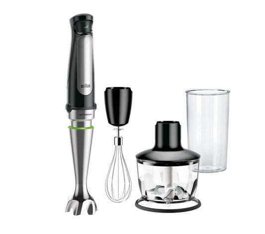Braun Minipimer 7 - Batidora de Mano con Tecnología SplashControl, Sistema ActiveBlade para Alimentos Duros, Selección de Velocidad, Picadora 500 mL, Vaso 600 mL, 1000 W, Negro (MQ7035X)