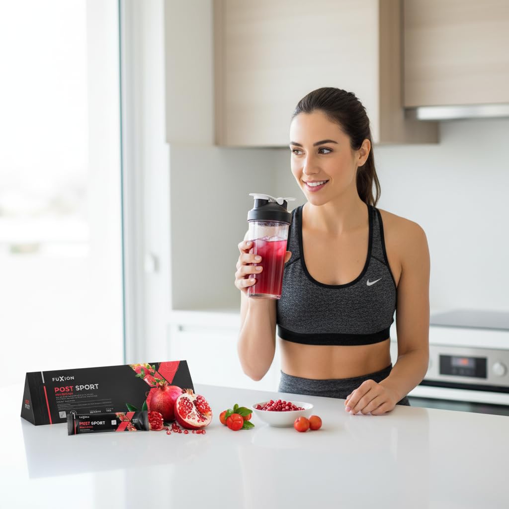 FUXION - POST SPORT – TÉ Bebida Deportiva con BCAAs, Glutamina y Agua de Coco | Recuperación Muscular Despues Entrenamiento | 1 CAJA CON 28 Sobres x 5g | Reposición de Electrolitos