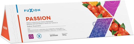 FUXION - PASSION Té Funcional | Mezcla de Aminoácidos + Maca + Ginseng + Jalea Real + Zinc | Energía y Vitalidad Natural para Hombre y Mujer | 1 Caja con 28 Sticks de 5g