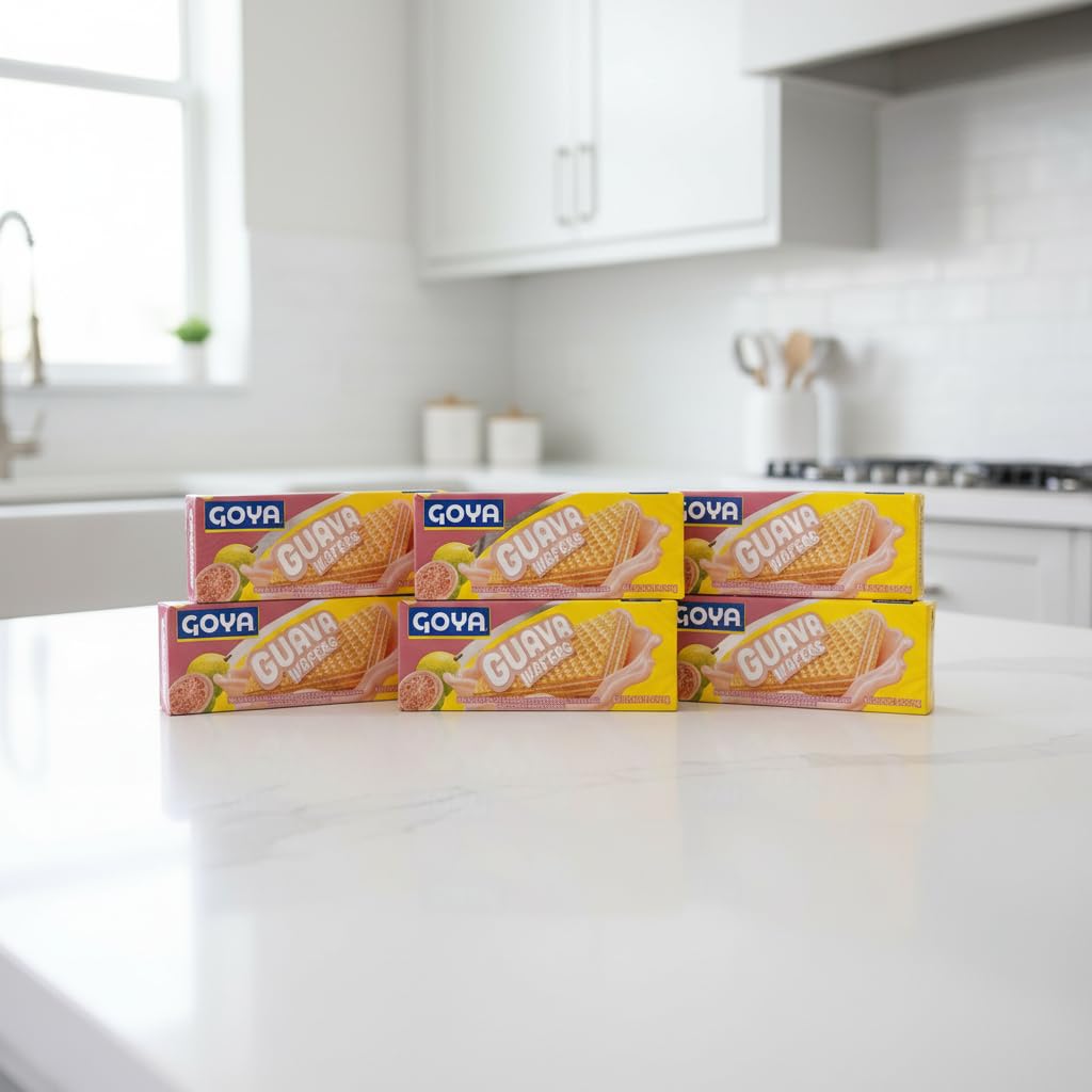 Galletas Wafer de Guayaba, Pack de 6 Unidades (140g c/u) - Barquillos Crujientes Rellenos de Crema de Guayaba Tropical - Goya - Snack Dulce para Merienda y Postre - NEXU