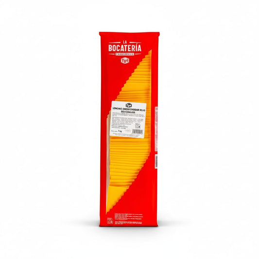 Queso Cheddar Rojo en Lonchas Escalonadas, 1kg - Ideal para Hamburguesas, Sándwiches y Hostelería - Fácil Separación y Fundido Perfecto - La Bocatería Foodservice - Elaborado con Leche de Vaca - NEXU