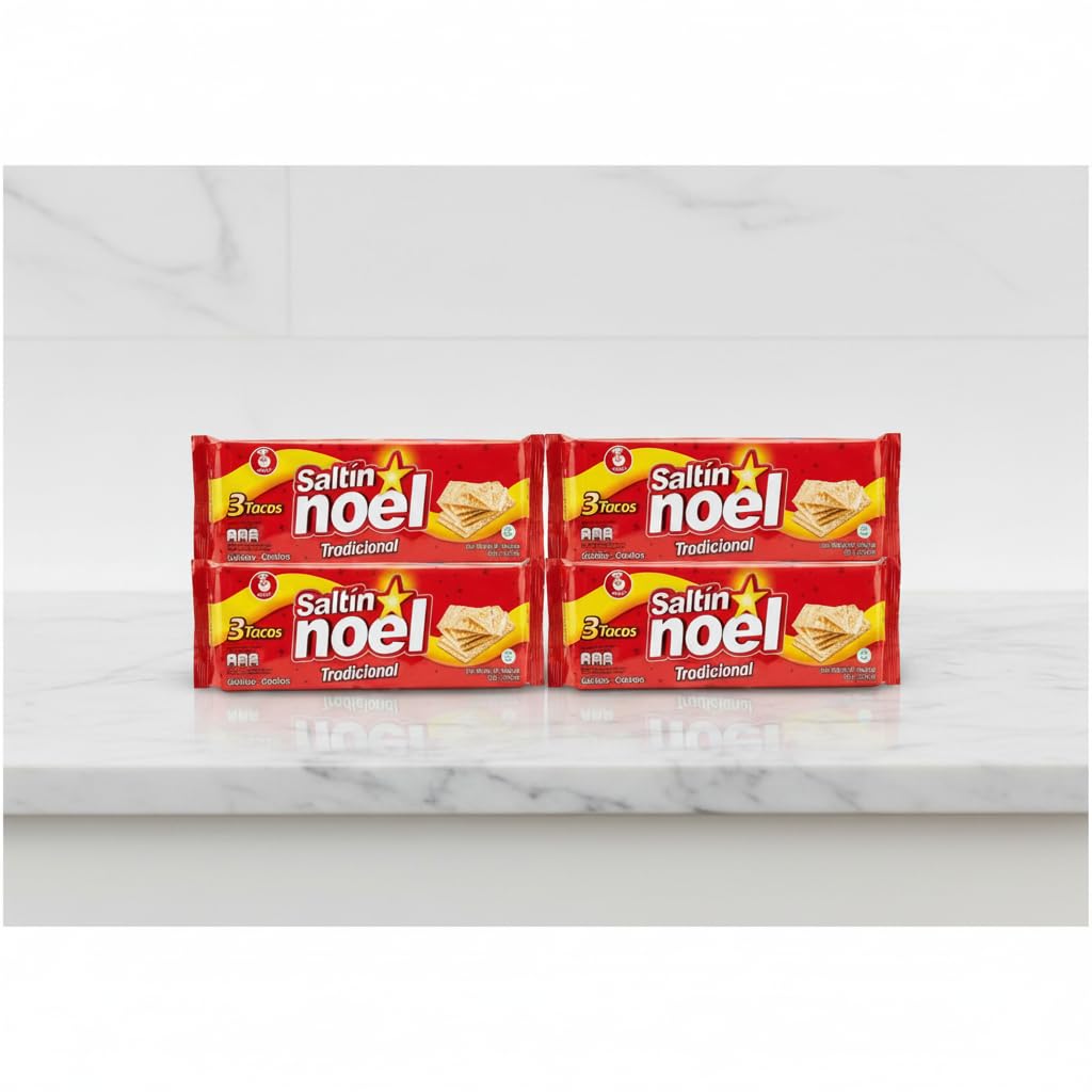 Pack de 4 Paquetes de Galletas Crackers (3 Tacos por Paquete, Total 1540g) - Galletas Saladas Crujientes - Saltín Noel - Ideales para Desayunos y Aperitivos - NEXU