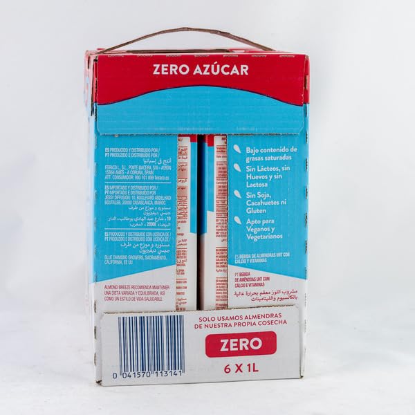 Bebida de Almendras Sin Azúcares Añadidos - Baja en Calorías - Pack de 6 x 1 Litro - Sin Lactosa - Sin Gluten - Diamond - Apta para Veganos - Enriquecida con Calcio y Vitaminas - NEXU