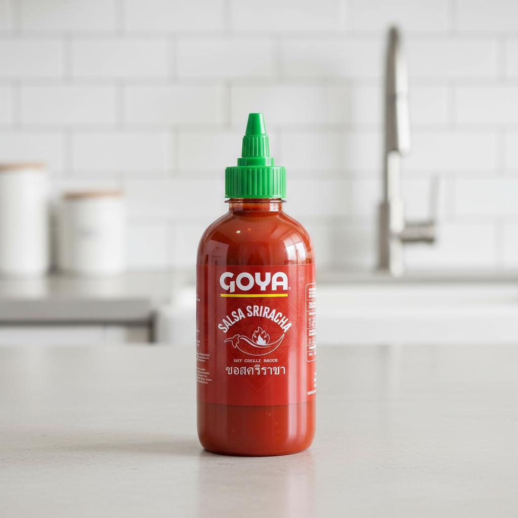 Salsa Sriracha 300ml - Salsa Picante Auténtica para Cocina Asiática y Mediterránea - Textura Espesa y Sabor Equilibrado - Goya - Bote con Tapón Dosificador - NEXU