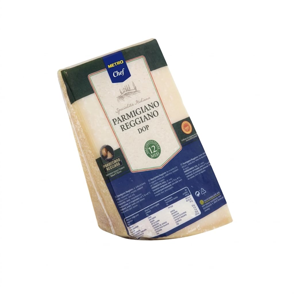 Parmigiano Reggiano DOP - Queso Italiano Curado 12 Meses - 1 KG - Auténtico de Parma y Reggio Emilia- METRO - 100% Natural - Alto en Proteínas - Formato Gourmet - NEXU