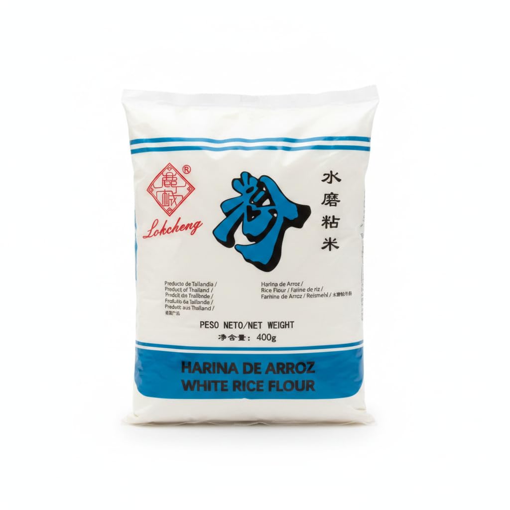 Harina de Arroz Blanco 400g - Harina de Arroz 100% Natural de Tailandia - Textura Extra Fina Molienda al Agua - Ideal para Repostería, Recetas Asiáticas y Espesante Natural - NEXU