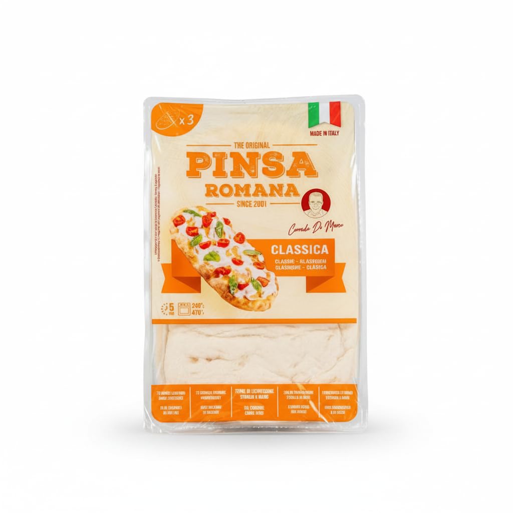 Pinsa Romana Classica - Pack de 3 Bases de 230g (690g Total) - Masa de Pizza Artesana Estirada a Mano - Di Marco - Fermentación Lenta 72h - Textura Crujiente y Ligera - Lista en 5 Minutos - NEXU
