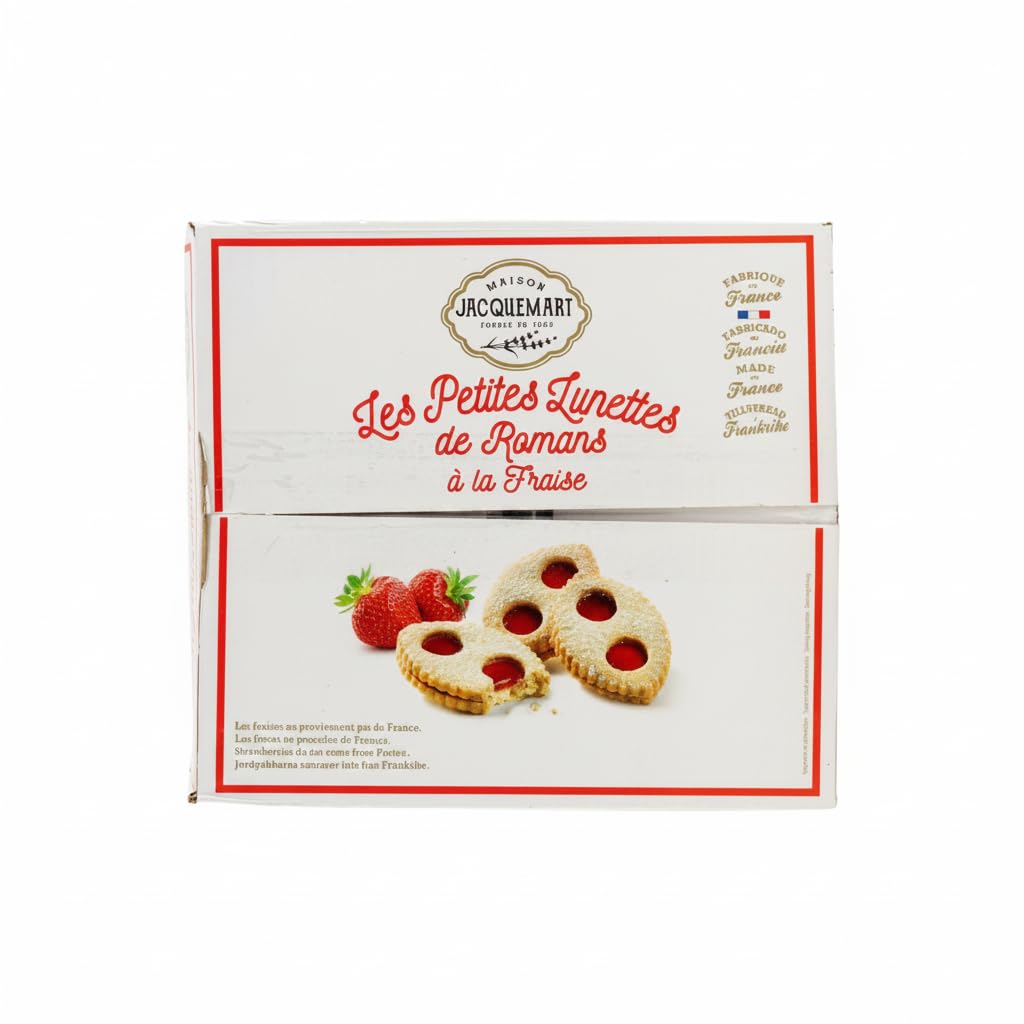 Les Petites Lunettes de Romans - Galletas Francesas de Fresa, Formato Ahorro 936g (36 Unidades) - Jacquemart - Repostería Tradicional - NEXU