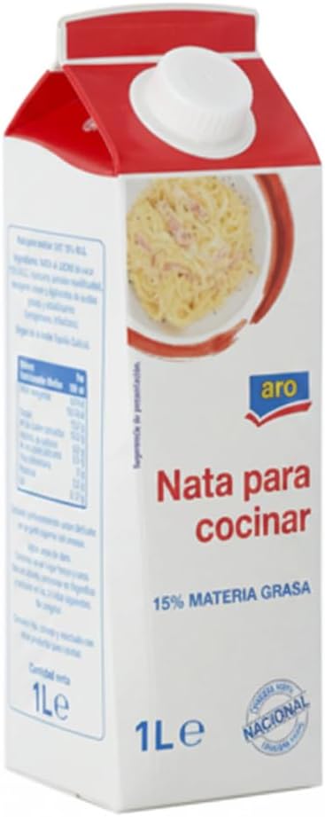 Nata Líquida para Cocinar - 15% Materia Grasa - 1 Litro - Origen 100% Nacional de Galicia - Ideal para Salsas, Cremas y Pastas - Aro - Formato con Tapón de Rosca - NEXU