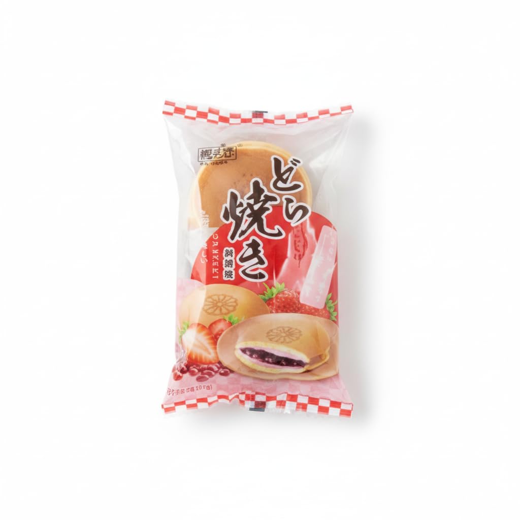 Dorayaki - Pastelitos Japoneses con Relleno de Fresa, Soja Roja y Leche - Dulce Tradicional Esponjoso - Snack de Repostería Asiática - Bolsa de 165g - NEXU