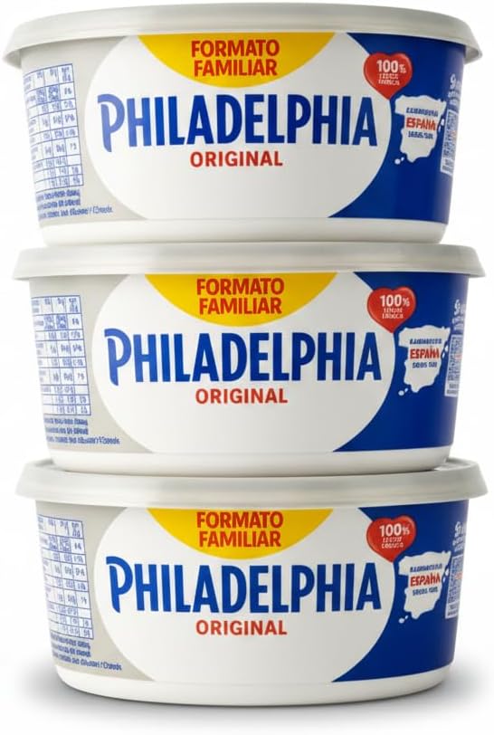 Pack Familiar (3 Unidades) - Queso Crema para Untar - Elaborado con Leche Fresca - Ideal para Repostería y Desayunos - Philadelphia Original - Pack Ahorro Fabricado en España - NEXU