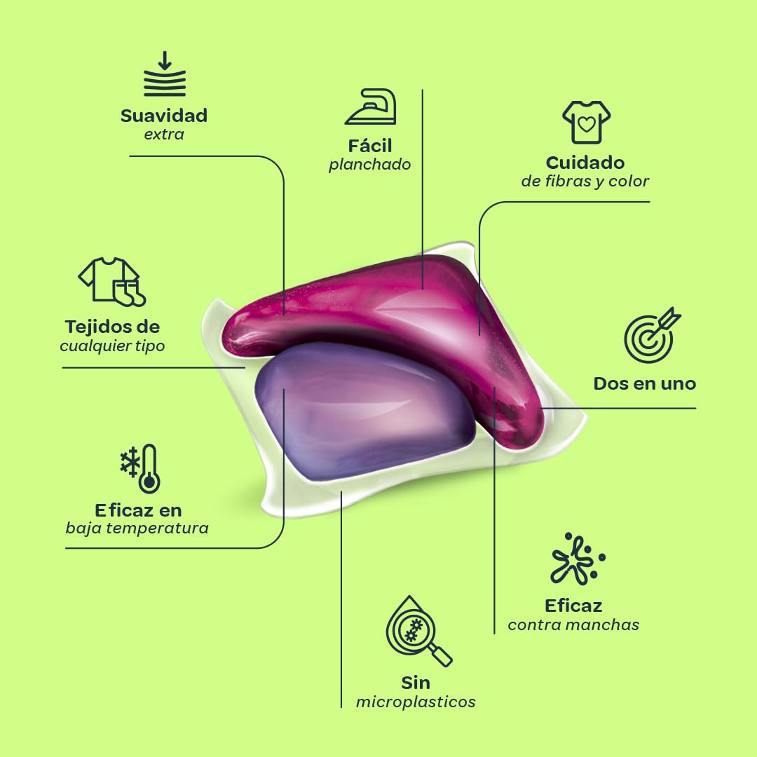 Flopp - Detergente & Suavizante en pastillas - 4 en 1 Limpia, Suaviza, Perfuma y Fácil Planchado - 100 cápsulas