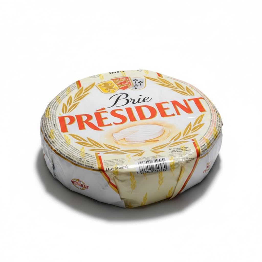 Queso Brie 1kg - Queso Francés de Nivel Superior con Textura Cremosa y Fundente - Formato Ahorro Ideal para Tablas de Quesos y Eventos - Président - 60% Materia Grasa - NEXU