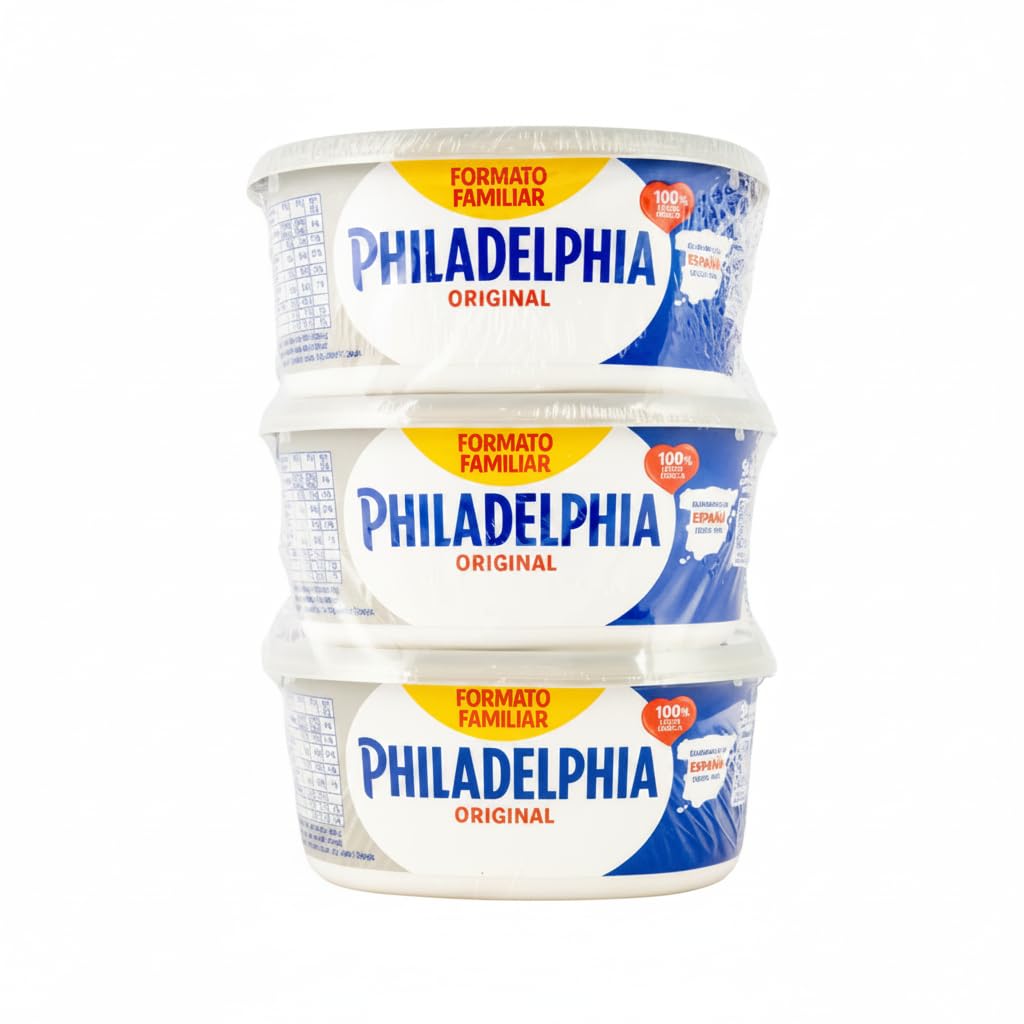 Pack Familiar (3 Unidades) - Queso Crema para Untar - Elaborado con Leche Fresca - Ideal para Repostería y Desayunos - Philadelphia Original - Pack Ahorro Fabricado en España - NEXU
