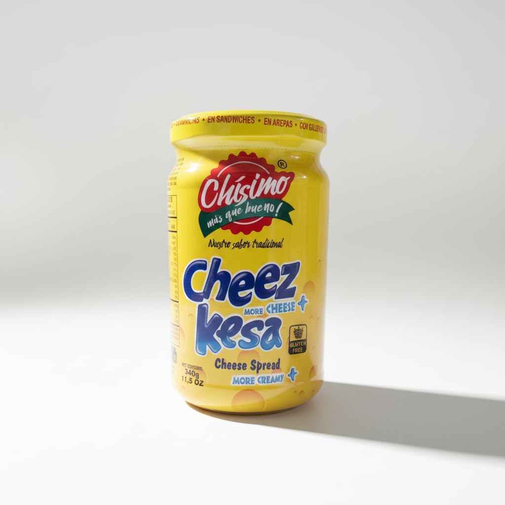Crema de Queso Untable 340g (11,5 oz) - Sabor Tradicional con Queso Cheddar Real - Chísimo Cheez Kesa - Sin Gluten y Textura Cremosa para Arepas y Aperitivos - NEXU