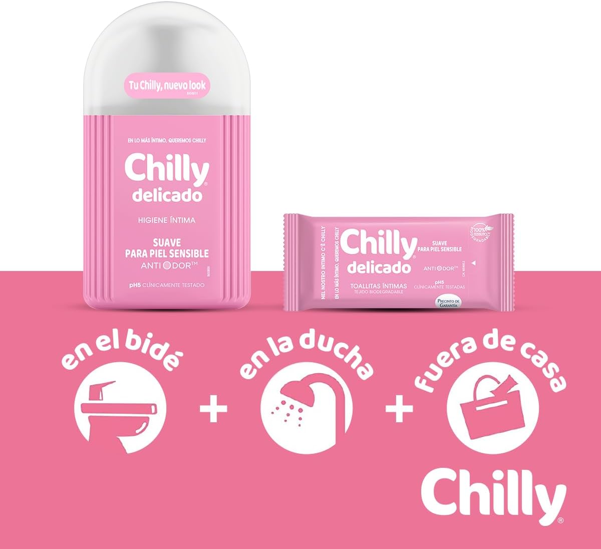 Chilly Delicado, Gel de Higiene Íntima, Fórmula Suave, 250ml