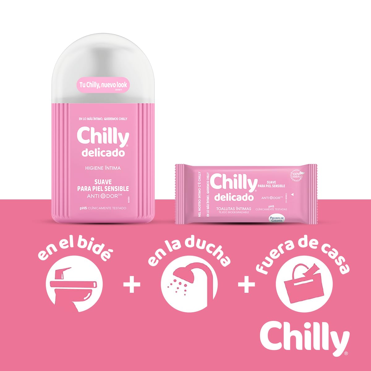 Chilly Delicado, Gel de Higiene Íntima, Fórmula Suave, 250ml