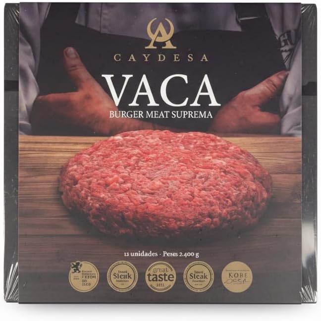 CAYDESA Vaca Burger Meat Suprema 12 uds (2.4kg) - Carne Gourmet Premiada - Envío Refrigerado