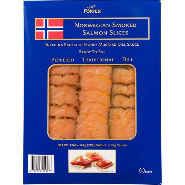 Salmón Ahumado Noruego Surtido 3 Sabores - Tradicional, Pimienta y Eneldo - Incluye Salsa de Mostaza y Miel - Foppen - Pack de 341g - Lonchas de Excelencia para Aperitivos y Ensaladas - NEXU