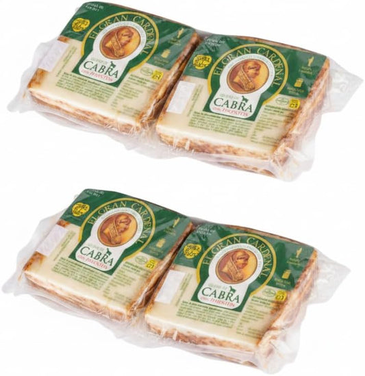 Queso de Cabra con Pimentón - Pack de 4 Cuñas de 250g (1kg Total) - Queso Madurado Tradicional con Aceite de Oliva y Pimentón - El Gran Cardenal - Rico en Calcio - Origen España - NEXU